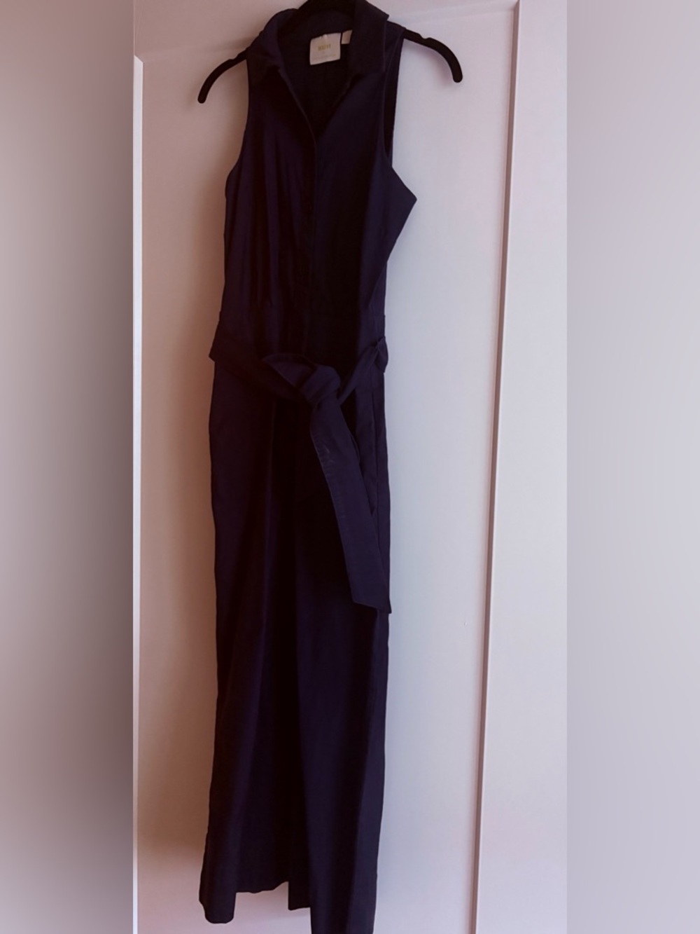 Anthropologie Maeve Navy  Sleeveless Jumpsuit with Self-Tie Waist